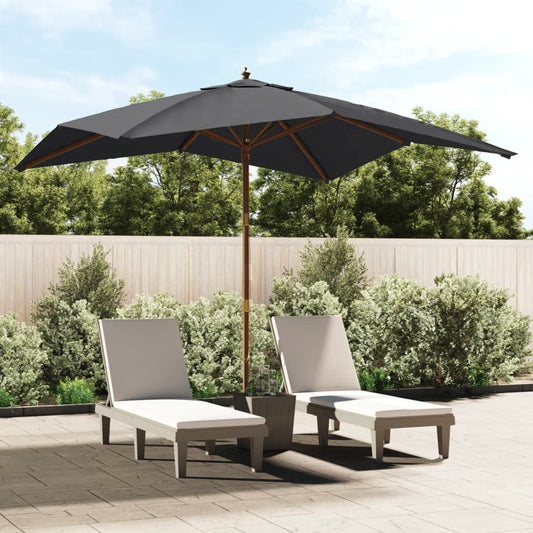 Garden Parasol | Black | Polyester, Hardwood | UV-resistant materials
