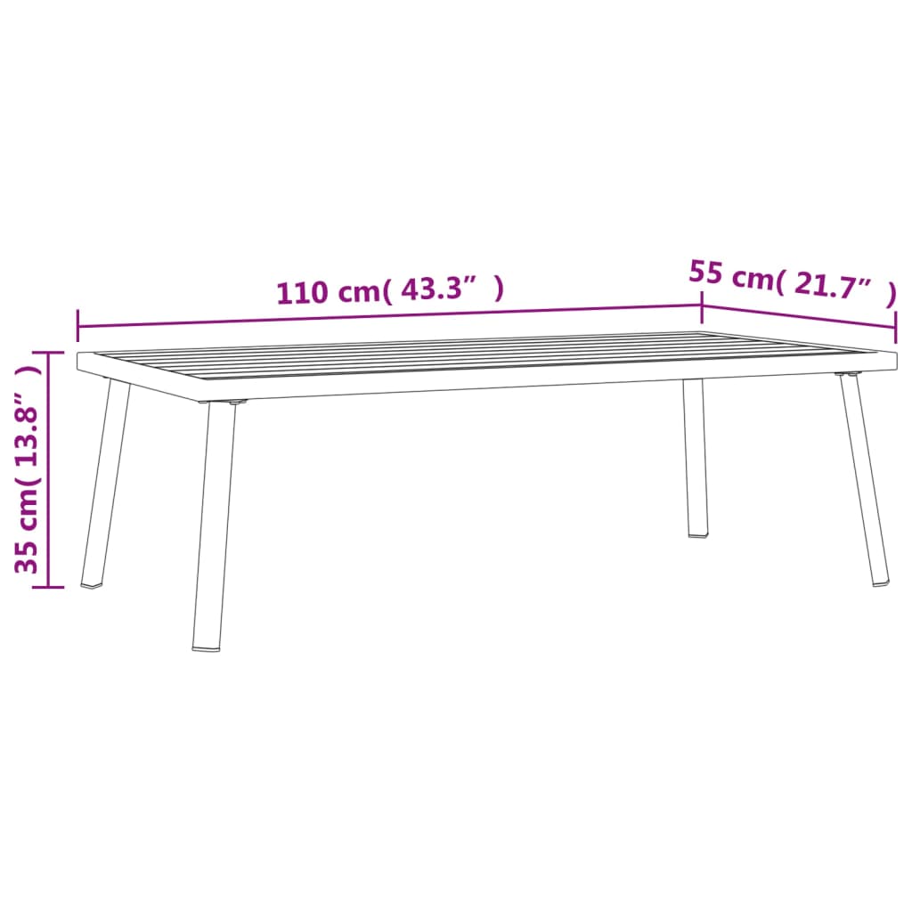 Patio Coffee Table Anthracite 43.3"x21.7"x13.8" Steel