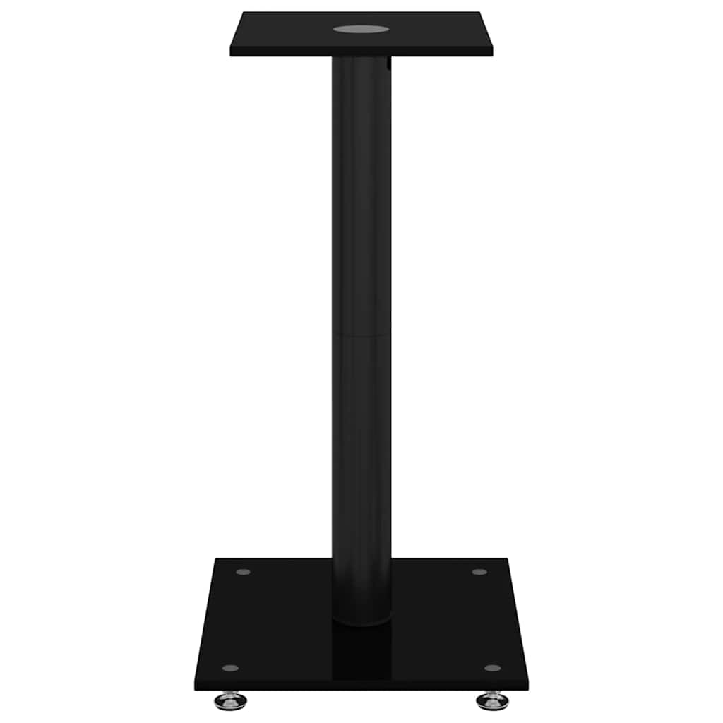 Speaker Stands 2 pcs Black Tempered Glass 1 Pillar Design