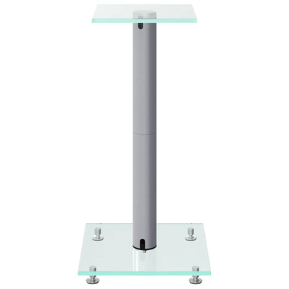 Speaker Stands 2 pcs Silver Tempered Glass 1 Pillar Design