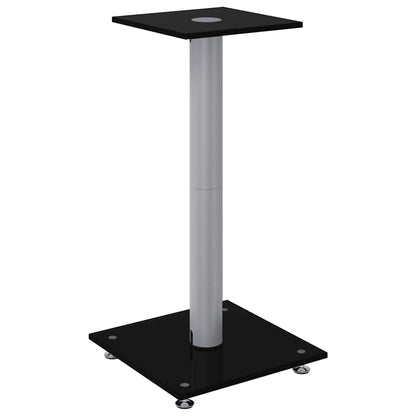Speaker Stands 2 pcs Black&Silver Tempered Glass 1 Pillar Design