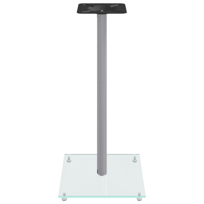 Speaker Stands 2 pcs Silver Tempered Glass 1 Pillar Design