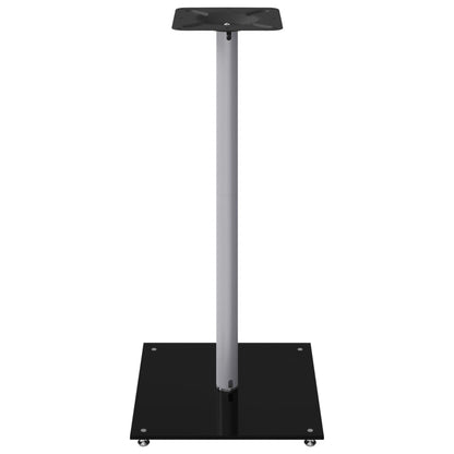 Speaker Stands 2 pcs Black&Silver Tempered Glass 1 Pillar Design