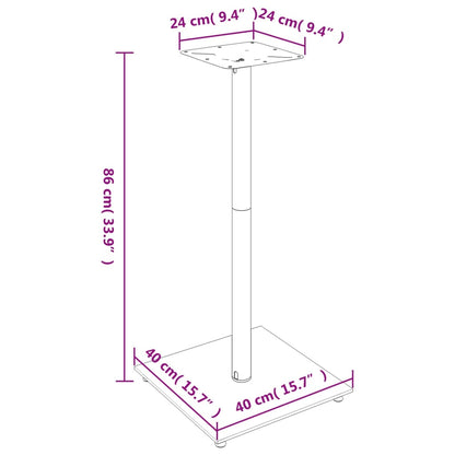 Speaker Stands 2 pcs Black&Silver Tempered Glass 1 Pillar Design
