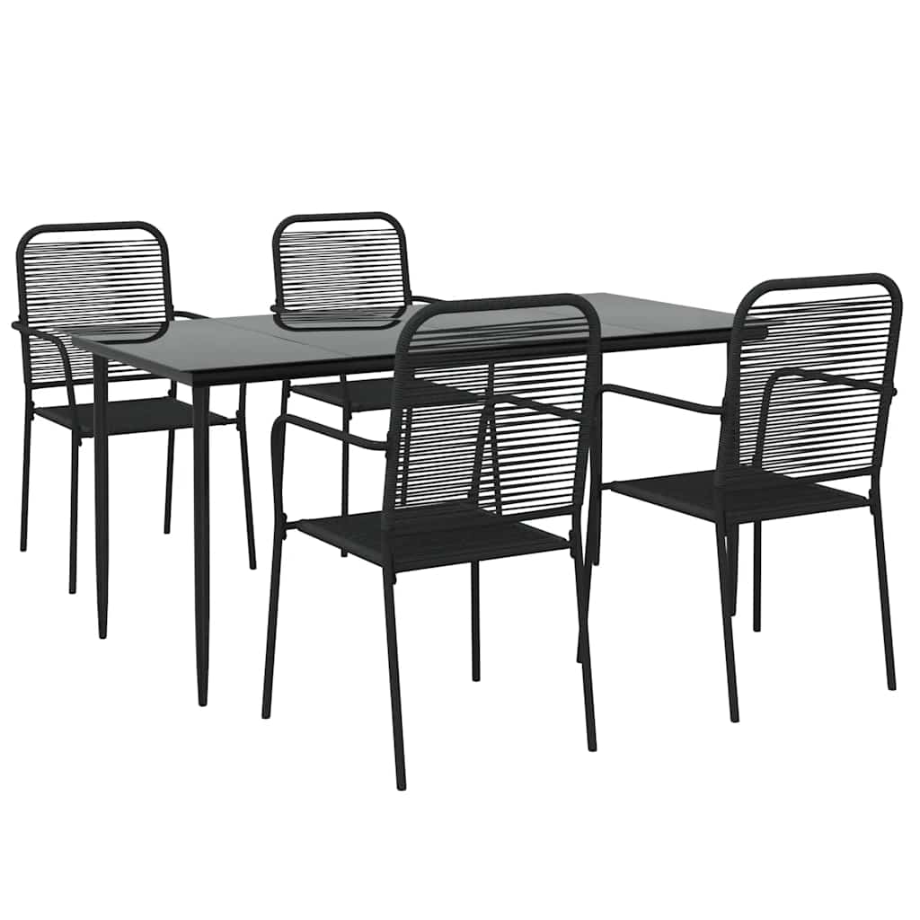 Garden Dining Set | Black | Cotton Rope | Medium | Stackable | Dining Set
