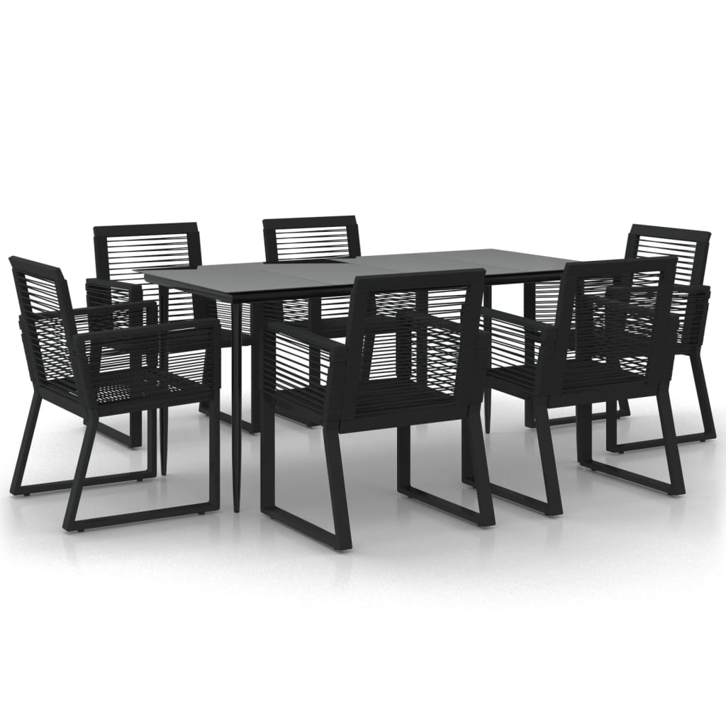 Garden Dining Set | Black | PVC Rattan | 7 Piece Set |  Durable