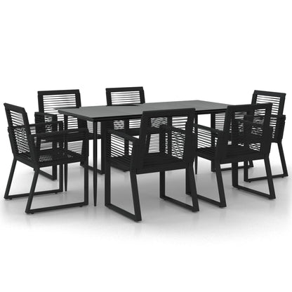 Garden Dining Set | Black | PVC Rattan | 7 Piece Set |  Durable