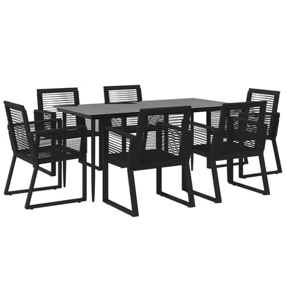 Garden Dining Set | Black | PVC Rattan | 7 Piece Set |  Durable