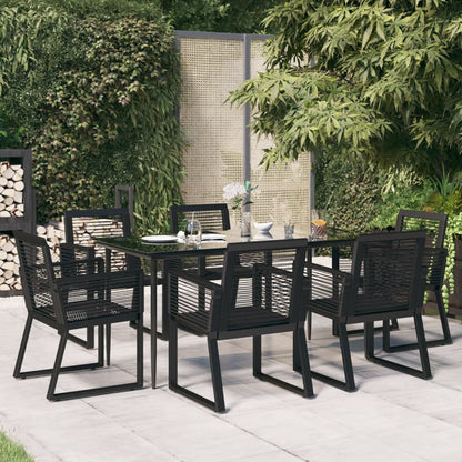 Garden Dining Set | Black | PVC Rattan | 7 Piece Set |  Durable