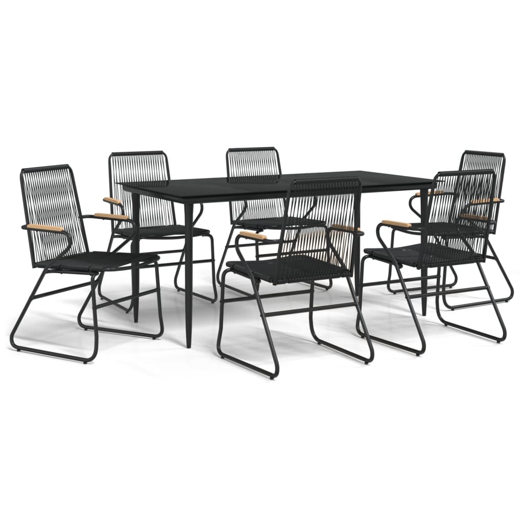 Garden Dining Set | Black | Powder-coated steel | Large |  Durable