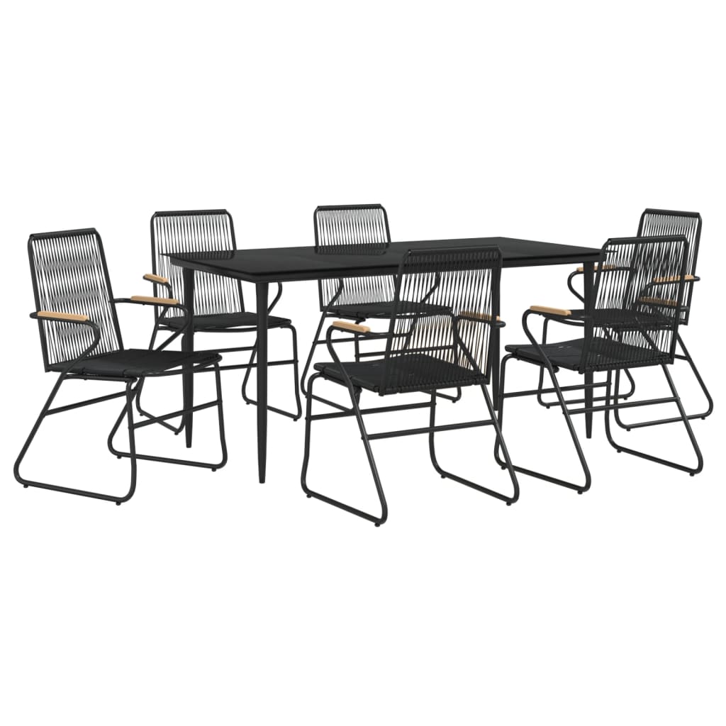 Garden Dining Set | Black | Powder-coated steel | Large |  Durable