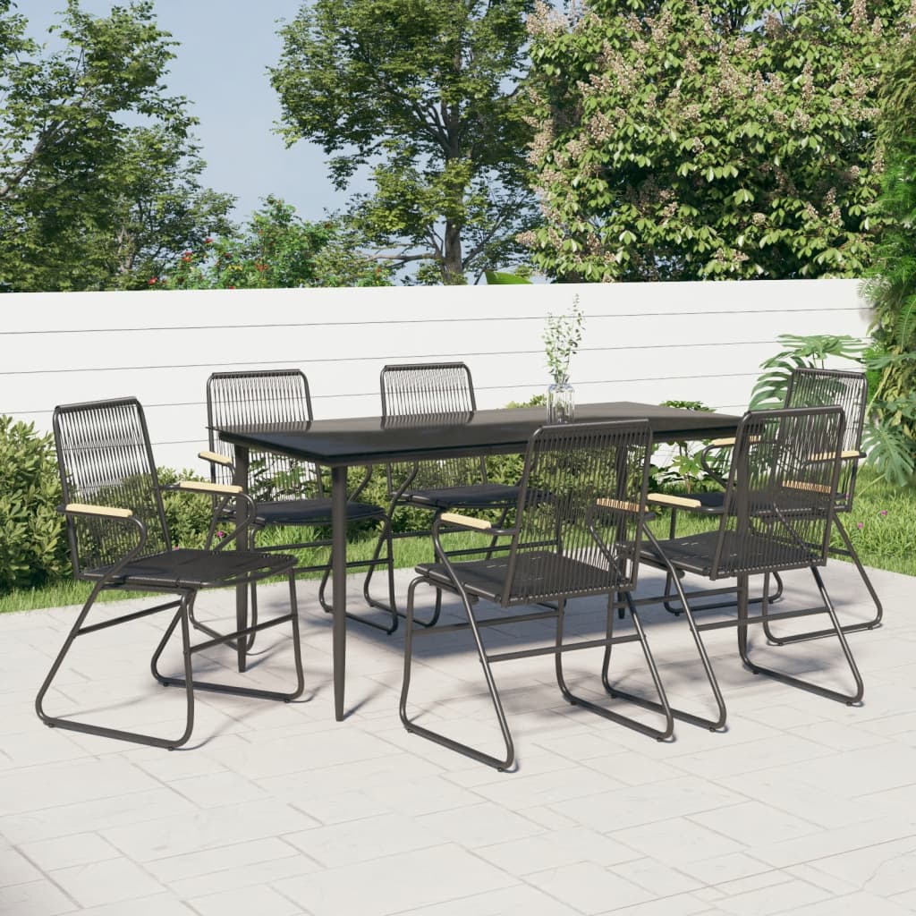 Garden Dining Set | Black | Powder-coated steel | Large |  Durable