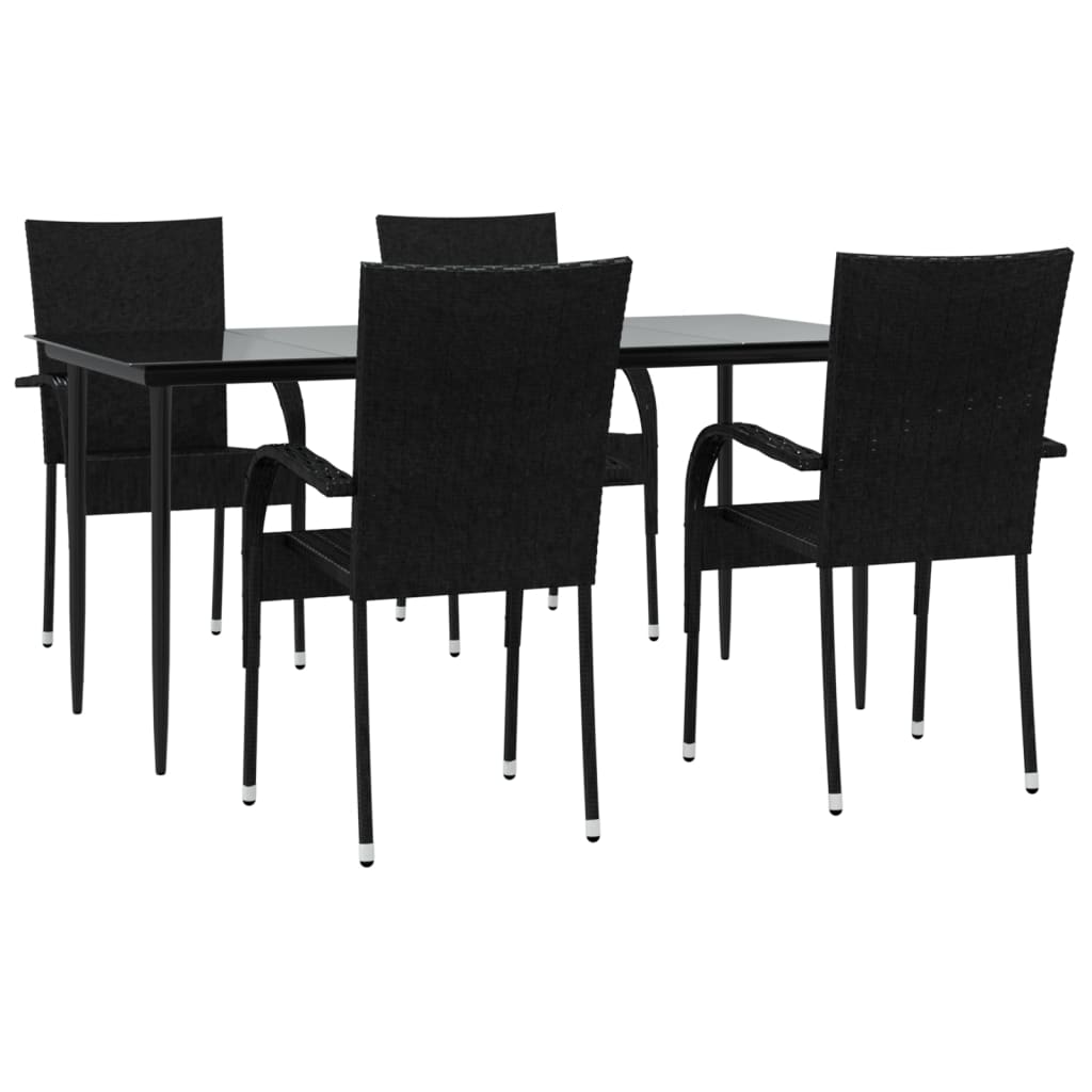 Garden Dining Set | Black | Poly Rattan | Standard | Foldable