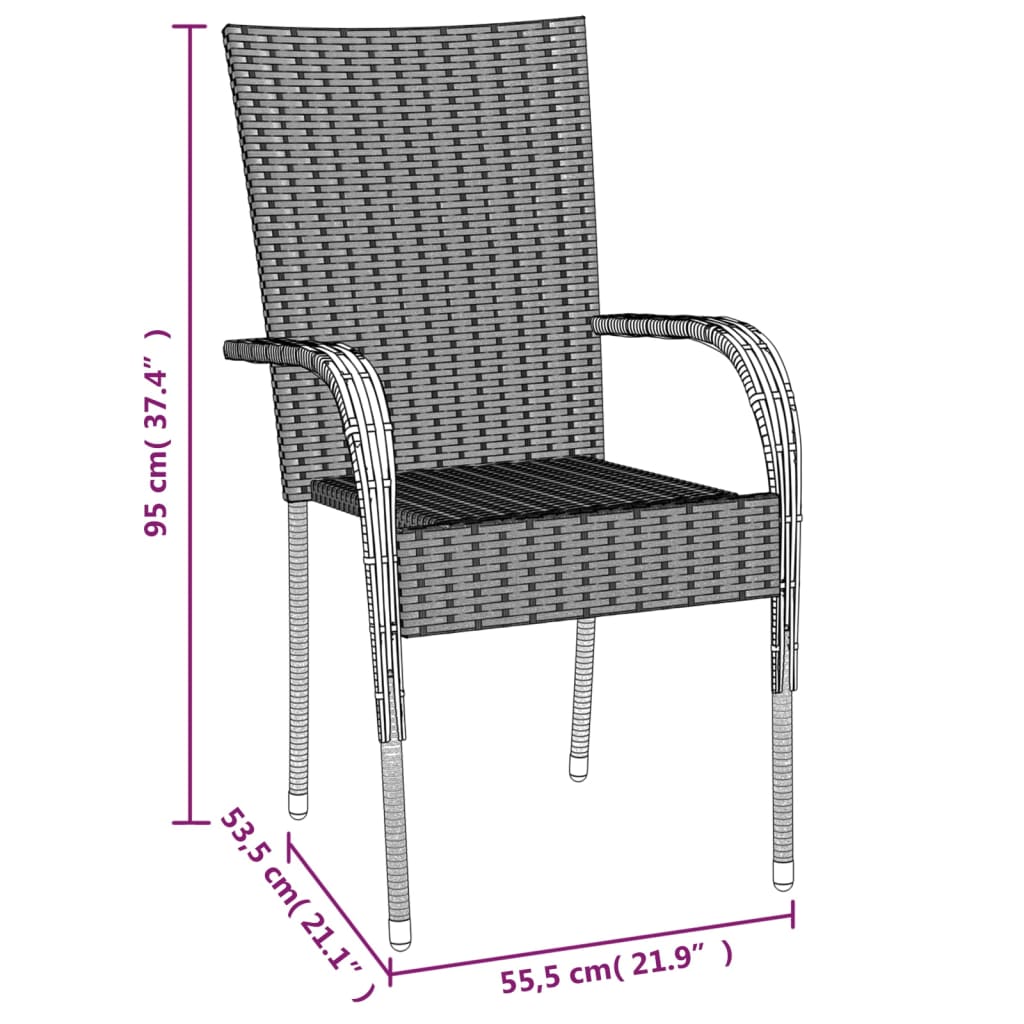 Garden Dining Set | Black | Poly Rattan | Standard | Foldable