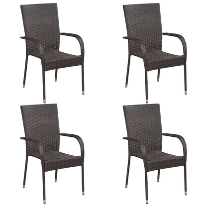 Garden Dining Set | Brown | PE Rattan | Large | Stackable