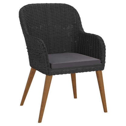 5 Piece Patio Dining Set with Cushions Black