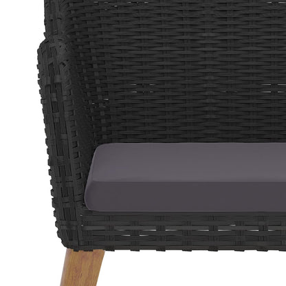 5 Piece Patio Dining Set with Cushions Black