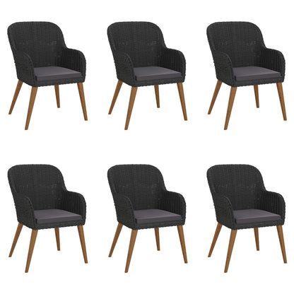 7 Piece Patio Dining Set with Cushions Black