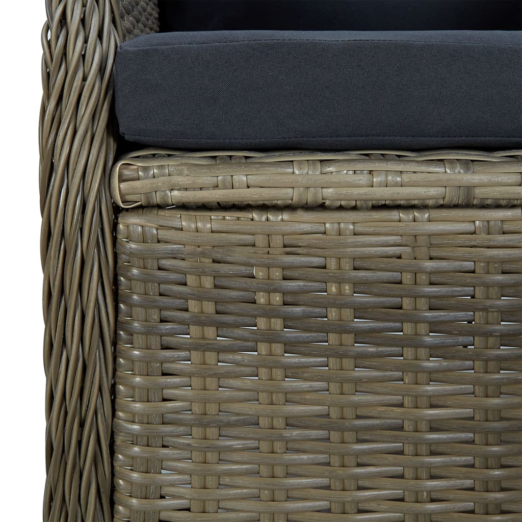 5 Piece Patio Dining Set Brown Poly Rattan