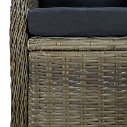 5 Piece Patio Dining Set Brown Poly Rattan