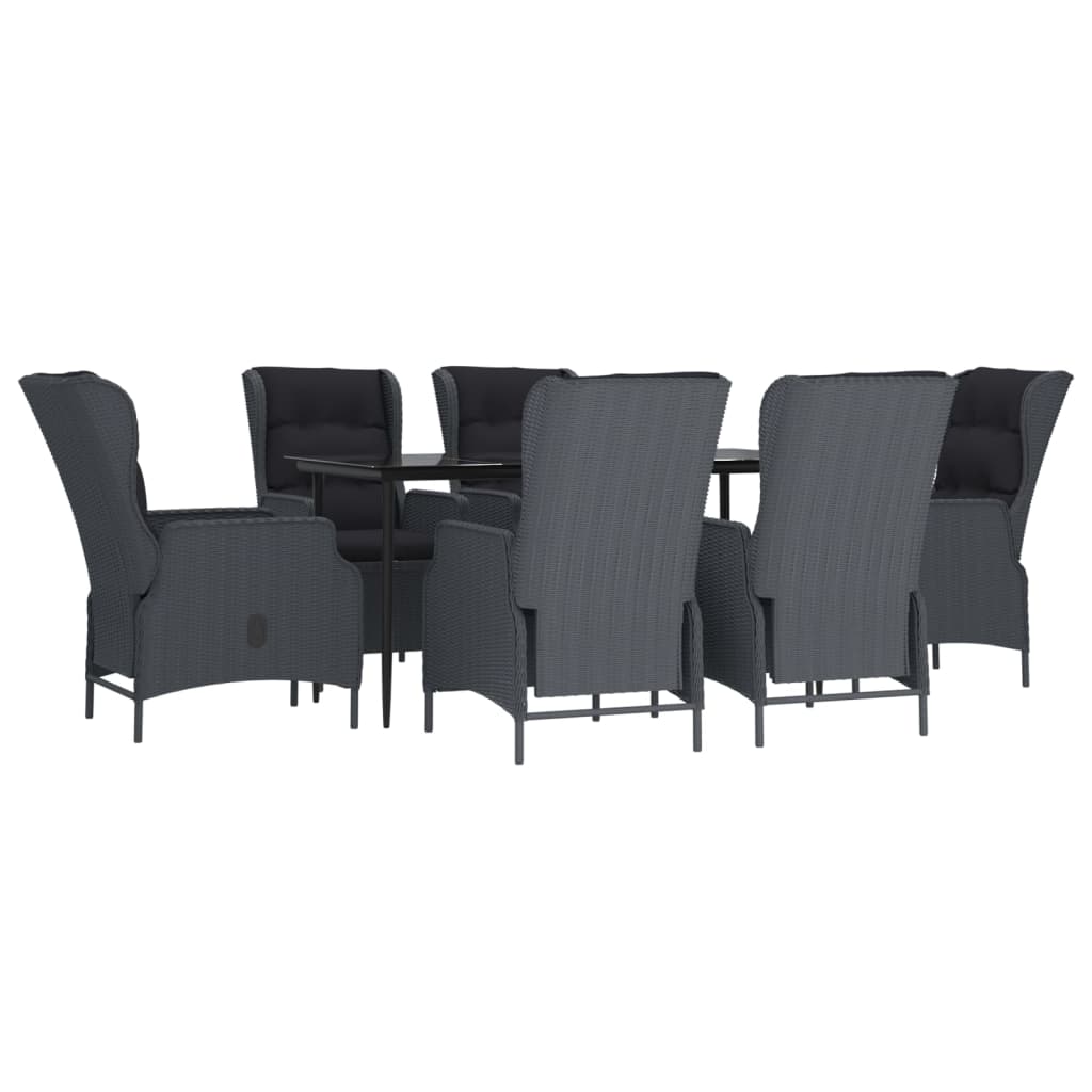 7 Piece Patio Dining Set Dark Gray Poly Rattan