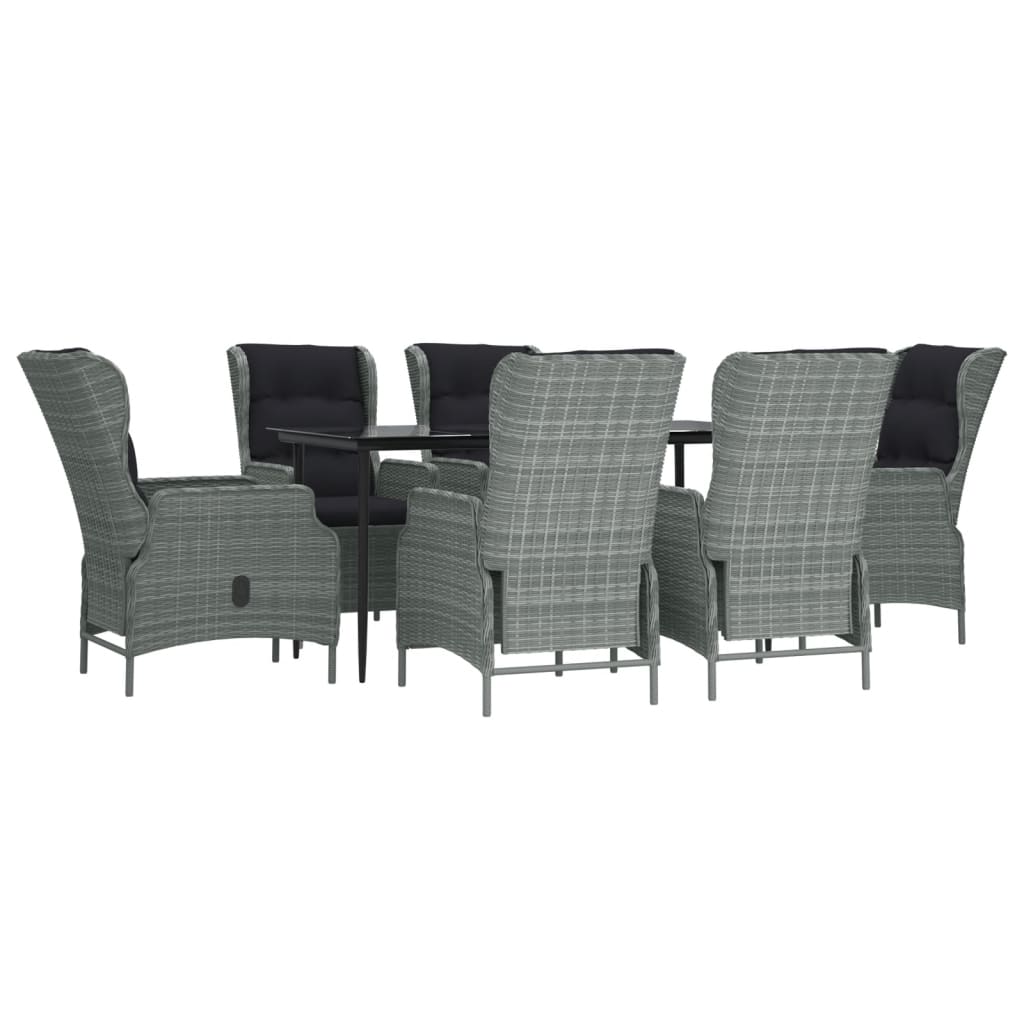 7 Piece Patio Dining Set Light Gray Poly Rattan
