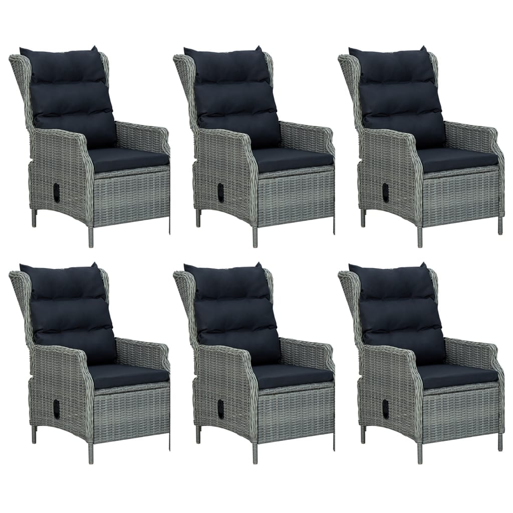 7 Piece Patio Dining Set Light Gray Poly Rattan