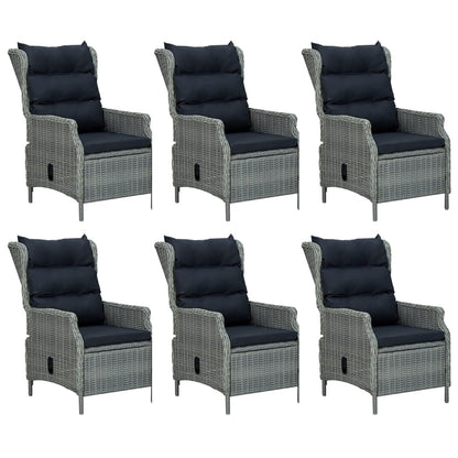 7 Piece Patio Dining Set Light Gray Poly Rattan