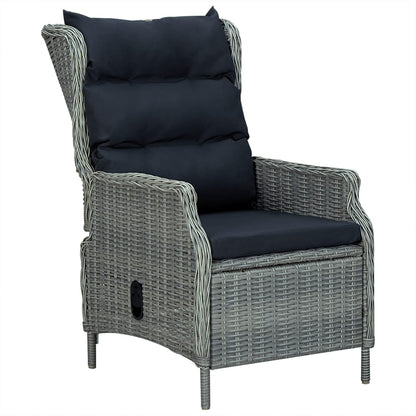7 Piece Patio Dining Set Light Gray Poly Rattan