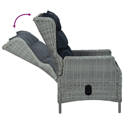 7 Piece Patio Dining Set Light Gray Poly Rattan