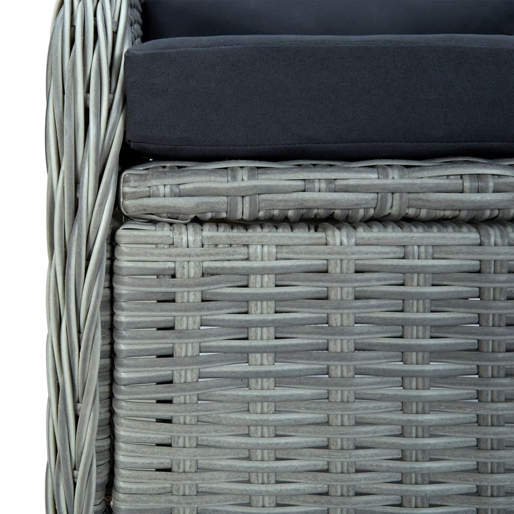7 Piece Patio Dining Set Light Gray Poly Rattan