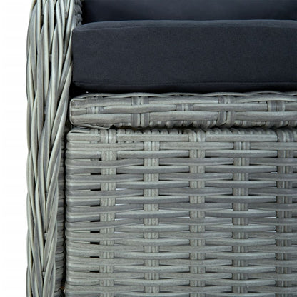 7 Piece Patio Dining Set Light Gray Poly Rattan
