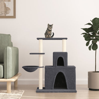 Cat Tree with Sisal Scratching Posts Dark Grey 83 cm