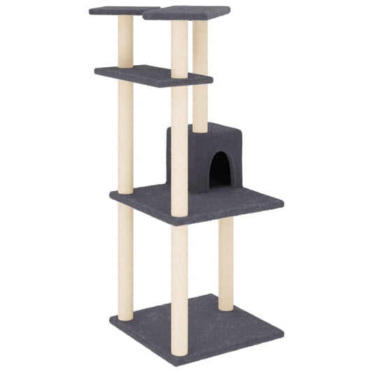 Cat Tree with Sisal Scratching Posts Dark Grey 123 cm
