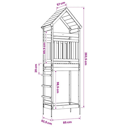 Outdoor Play Tower Natural Solid Impregnated Pinewood