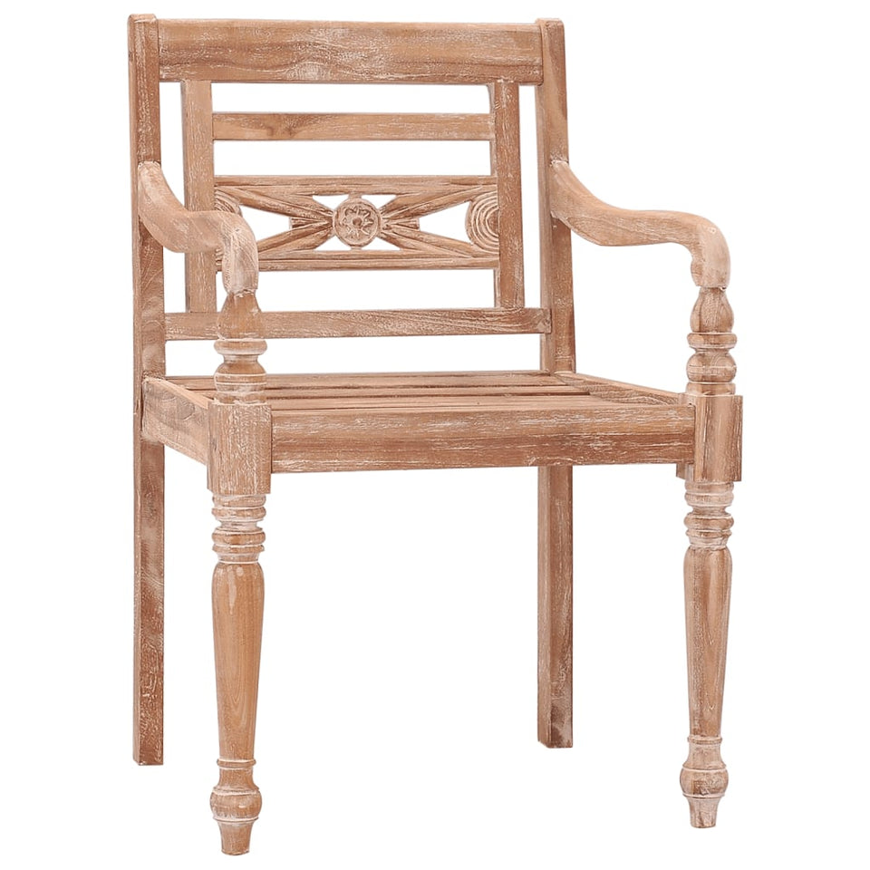 Batavia Chairs 8 pcs White Wash Solid Wood Teak