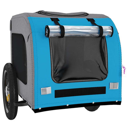 Pet Bike Trailer Blue and Grey Oxford Fabric and Iron
