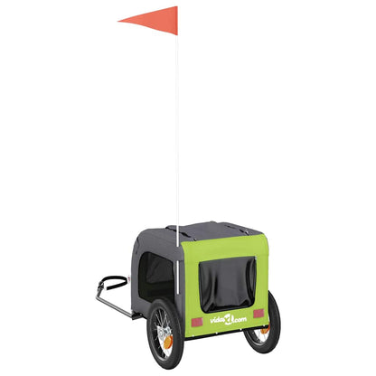Pet Bike Trailer Green and Grey Oxford Fabric and Iron