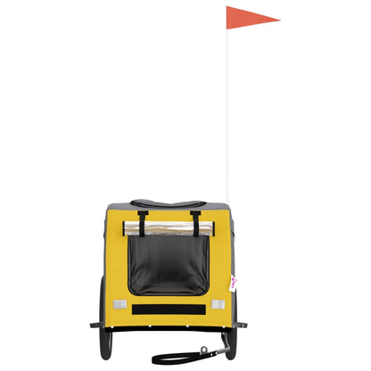 Pet Bike Trailer Yellow and Grey Oxford Fabric and Iron