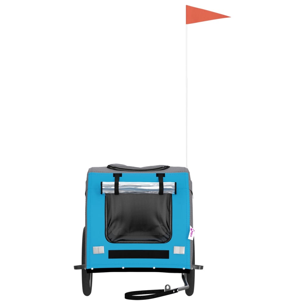 Pet Bike Trailer Blue and Grey Oxford Fabric and Iron