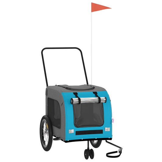 Pet Bike Trailer Blue and Grey Oxford Fabric and Iron