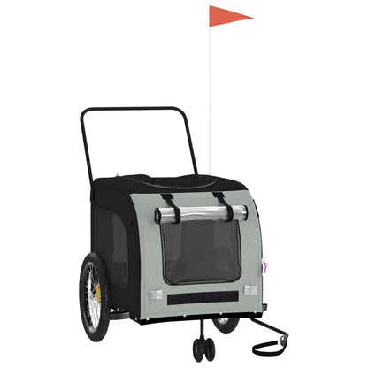 vidaXL Pet Bike Trailer Black and Grey Oxford fabric, Iron, PVC Medium