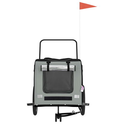 vidaXL Pet Bike Trailer Black and Grey Oxford fabric, Iron, PVC Medium