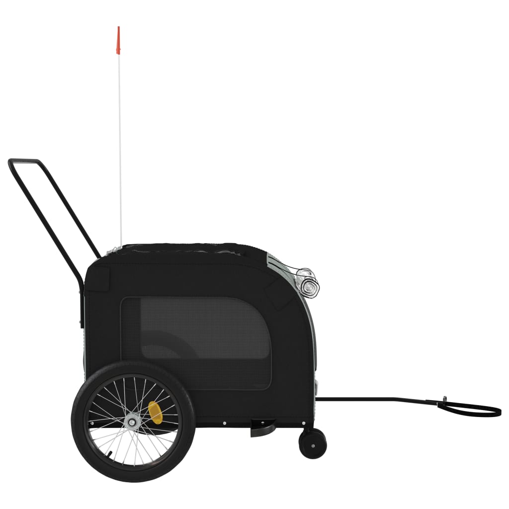 vidaXL Pet Bike Trailer Black and Grey Oxford fabric, Iron, PVC Medium