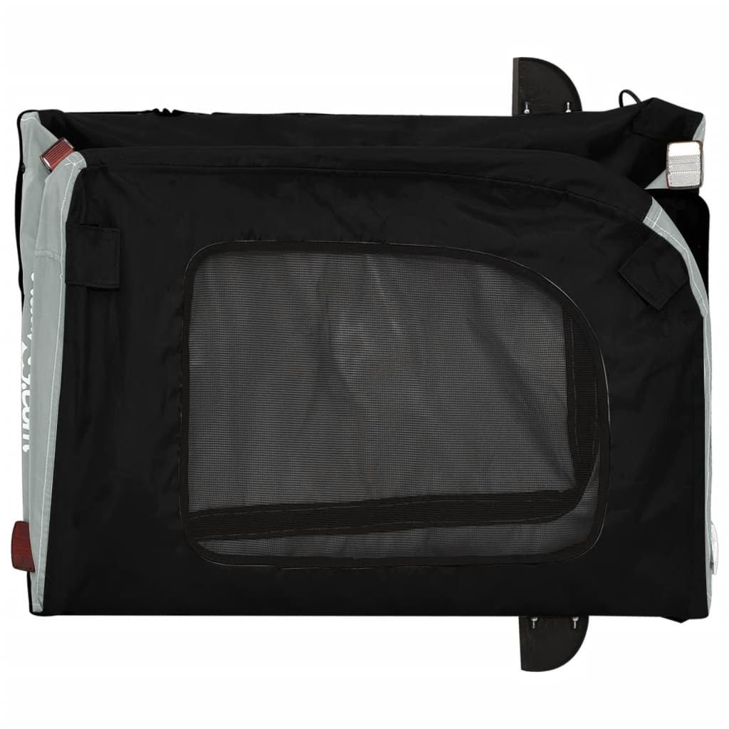 vidaXL Pet Bike Trailer Black and Grey Oxford fabric, Iron, PVC Medium