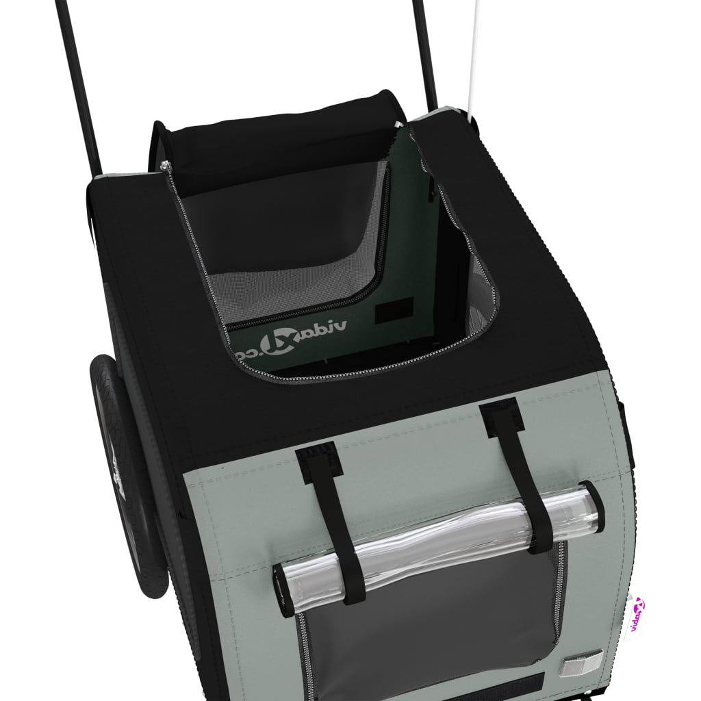 vidaXL Pet Bike Trailer Black and Grey Oxford fabric, Iron, PVC Medium