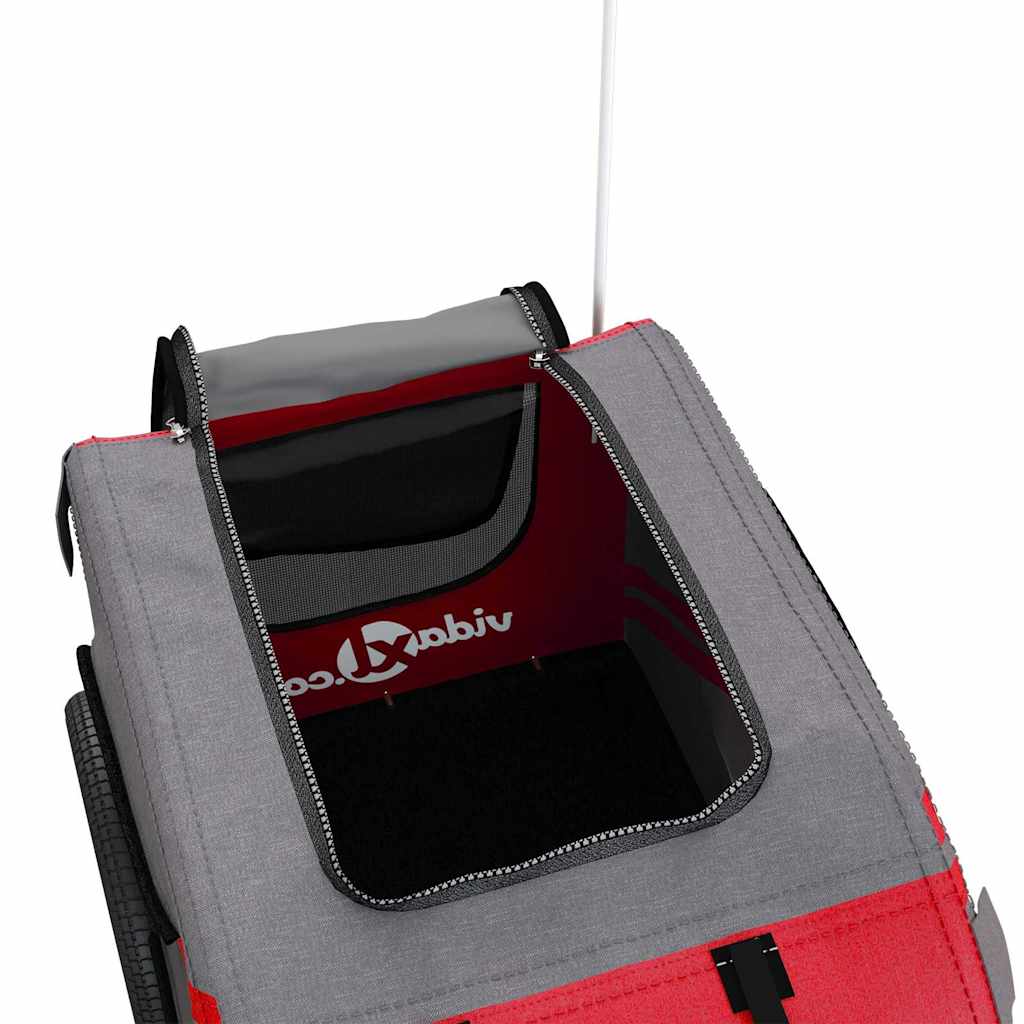 Pet Bike Trailer Red and Grey Oxford Fabric and Iron