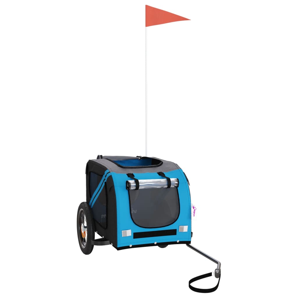 Pet Bike Trailer Blue and Grey Oxford Fabric and Iron