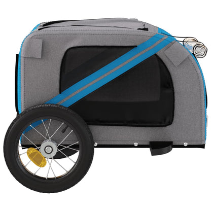 Pet Bike Trailer Blue and Grey Oxford Fabric and Iron