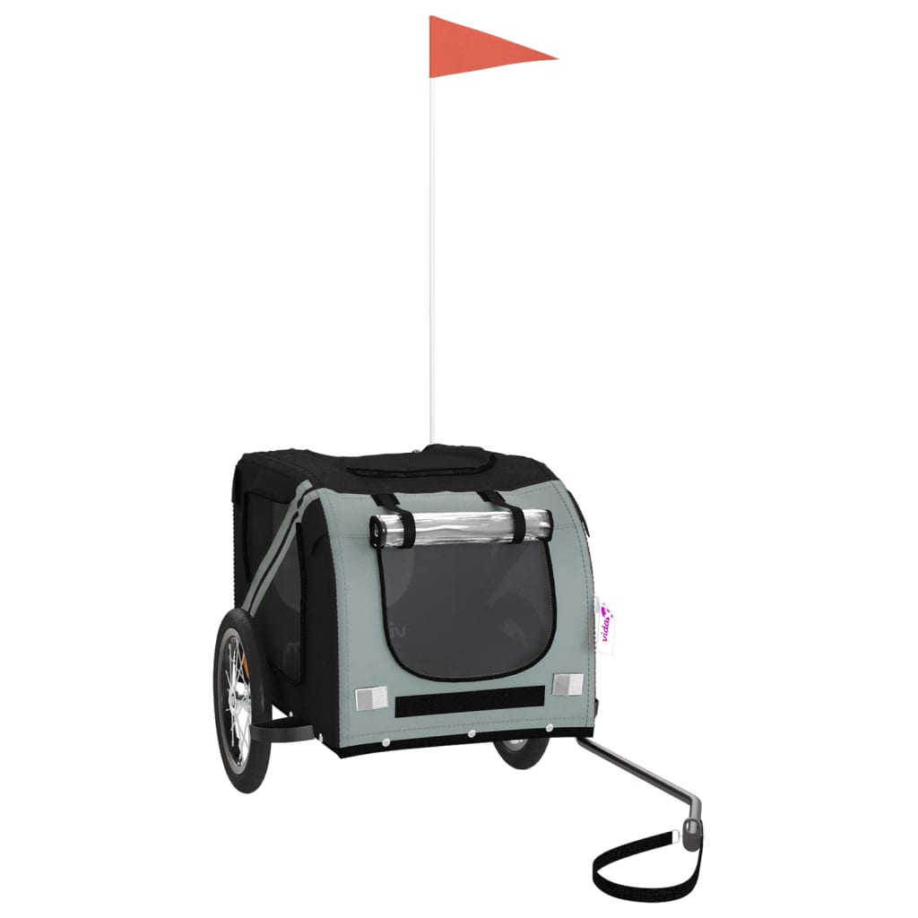 Pet Bike Trailer Black and Grey Oxford Fabric and Iron